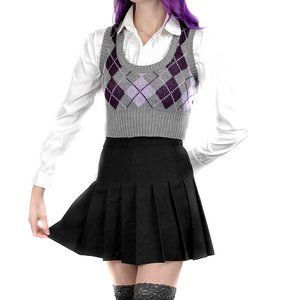 argyle print cropped sweater vest | small